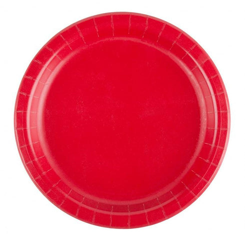 Party Favors Plus 24 Plates 9" Paper Dinner Lunch Plates Wax Coated - Red