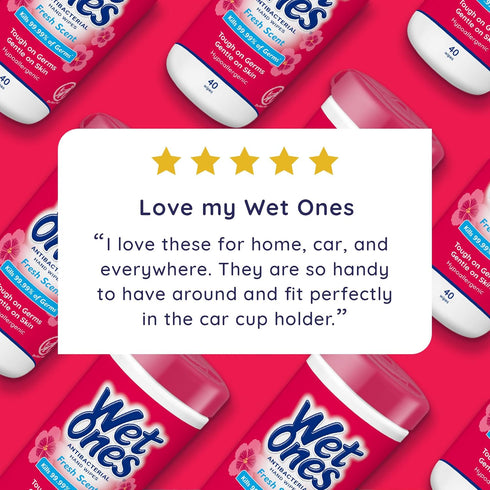 Packaging 40 Count Wet Ones Antibacterial Hand Wipes, Fresh Scent, May Vary, White