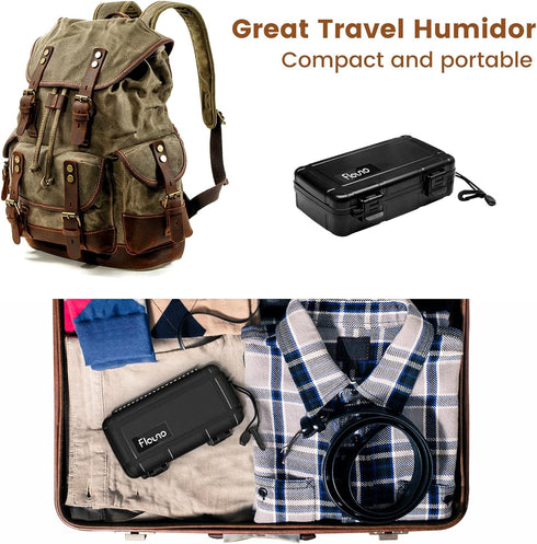 Flauno Travel Cigar Humidor Case, Portable Box with Humidifier Disc & Cutter, Waterproof and Airtight for 10 Cigars