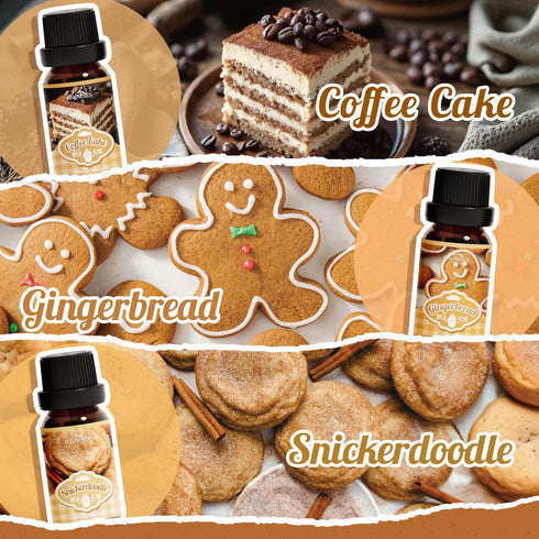 Set, Bakery Essential Oils Gift SNOWSEN Dessert Fragrance Oils for Diffuser for Home, Pumpkin Pie, Waffle, Coffee Cake