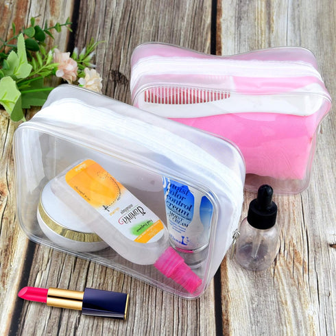 5 Packs Clear Waterproof Cosmetics Bag, TSA Approved, PVC Zippered Toiletry Pouch for Travel, Bathroom, and Organizing