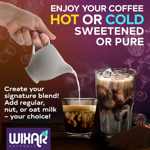 WIXAR Superfood Mushroom Coffee - Instant Coffee Powder with Ten Superfood Extracts, 5oz Mushroom Supplement