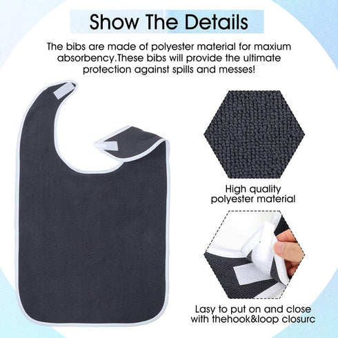 Yuanan 10 Pack 9.06 6.3 Inch Premium Adult Bib, Clothing Protectors for Adults X Washable Adult Bibs for Seniors