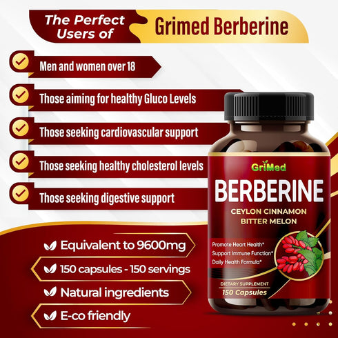 Berberine Supplement 9,500mg with Ceylon Cinnamon, Supports Healthy Immune System, Made in USA