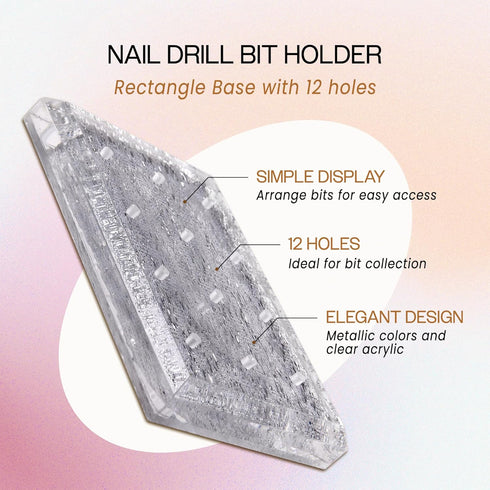 PANA Nail Drill Bit Holder, Clear Acrylic Stand Display Organizer for Manicure Tools, 12 Holes