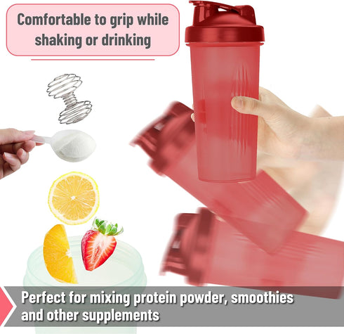 Mr. Pen Shaker Bottles for Protein Mixes, 28 oz, 2 Pack, Blue & Red, Protein Shaker Bottle with Wire Whisk Ball