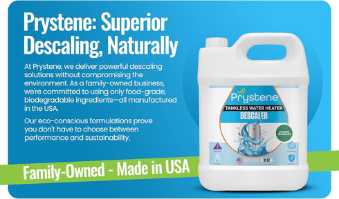 Prystene (32 Tankless Water Heater Descaler Solution Fluid Ounces) - Professional-Grade Descaler/Cleaner Restores
