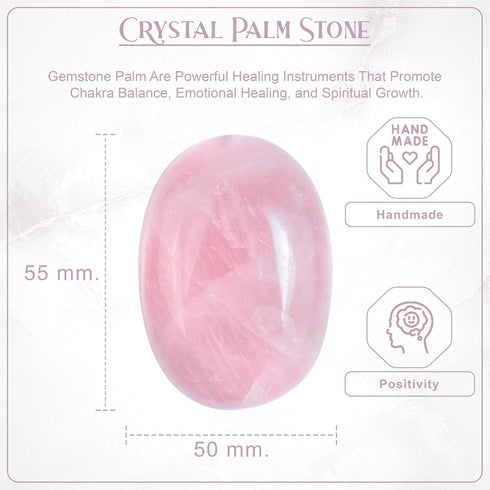 55-60mm Pink Agate Palm Stone - Worry Stone Natural Chakra Healing Reiki Polished Stone Pocket Hand Carved Crystal and Healing Stone Crystal Grid Supplies Meditation, Spa & Therapy Energy Balancing