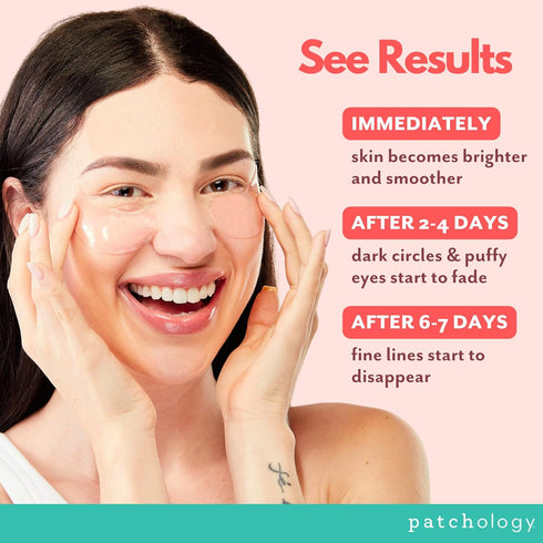 Patchology Hydrating Under Eye Patches for Dark Circles, Hyaluronic Acid Serum Eye Mask (5 Pairs)