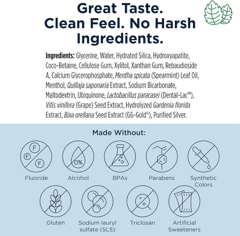 Designs for Health PerioBiotic Silver Hydroxyapatite Toothpaste, Fluoride-Free with Oral Probiotics for Sensitive Teeth