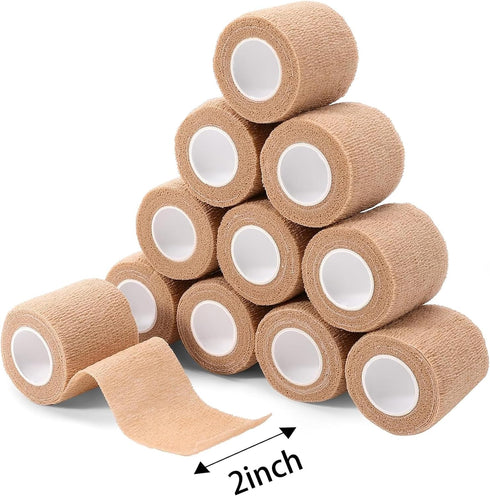 32 Rolls Self Adhesive Bandage Wrap, 2 inch Cohesive Stretch Bandages for Sports Swelling Sprains