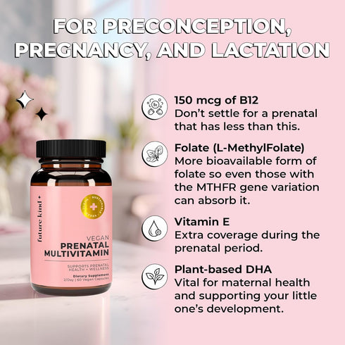 Omega-3 (60 Future Kind Prenatal Vitamin - Pregnancy, Lactation, and Wellness Support with DHA & L-Methylfolate