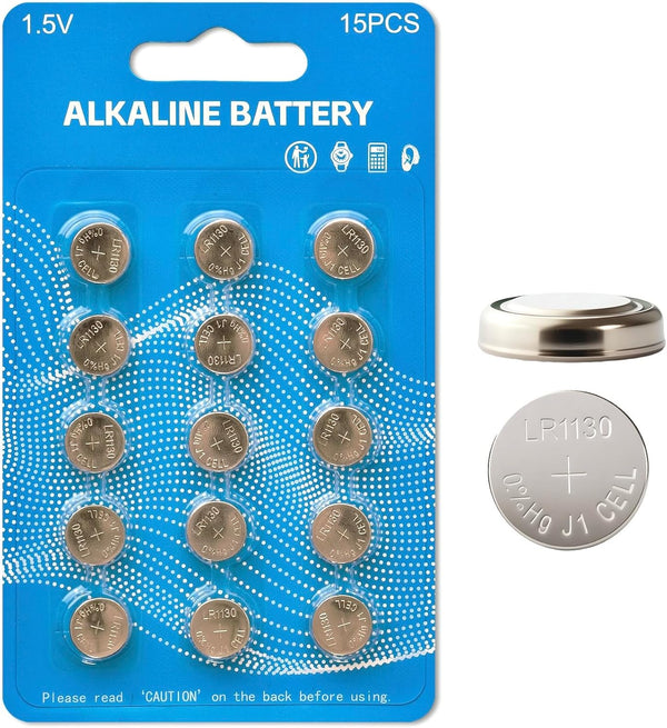 Soyasi LR1130 Battery 15 Pack, 1.5V L1131f Alkaline Button Cell Coin Cell Watch