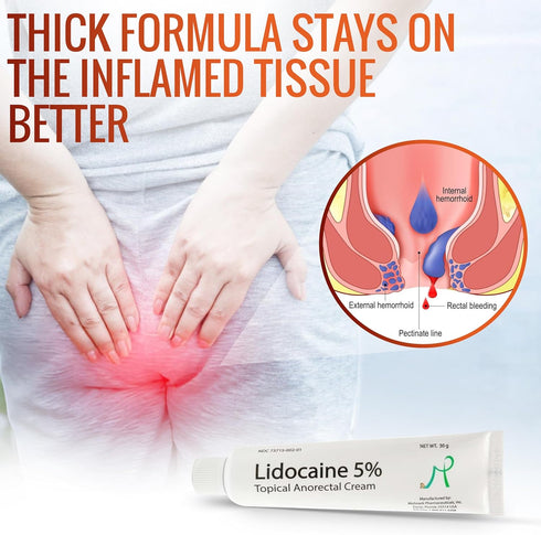 MOHNARK 30 Maximum Strength Lidocaine Hemorrhoid Treatment Cream for External and Internal Hemorrhoids Treatment Burn