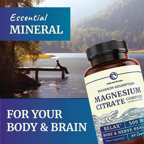 Magnesium Citrate Complex 500 MG for Calm, Relaxation, Constipation & Digestion Health Support - High Absorption