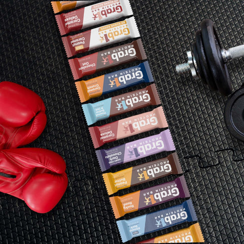 Grab1 High Fiber Protein Bars, 9 Grams Fiber, 10 Grams Protein, Peanut Caramel Flavor (2 Pack - 10 Bars)