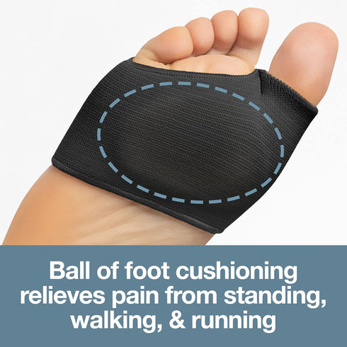 ZenToes Metatarsal Pads for Men and Women, Ball of Foot Pain Relief Cushions with Gel Inserts - Small, Black