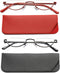 Viseng 2 Pack Vintage Alloy Half Moon Reading Glasses, Slim Half Frame Lens Readers, +2.5