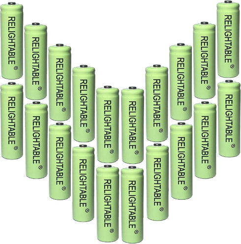 AA Size NiMH 600mAh 1.2V Rechargeable Batteries for Solar Lamp, 20-PCS