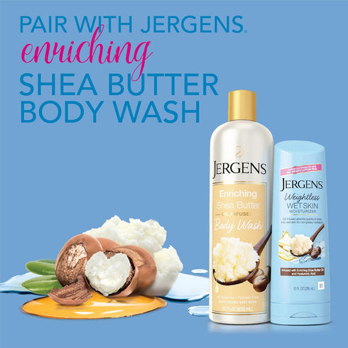 Jergens Wet Skin Body Moisturizer with Shea Butter Oil - Fast-Absorbing In Shower Lotion, 10 oz
