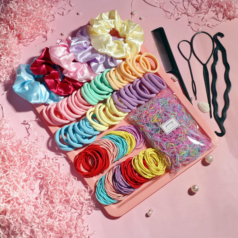 YANRONG 1159PCS Hair Accessories Set for Women - Seamless Ponytail Holders and Variety Hair Scrunchies (Multicolour)
