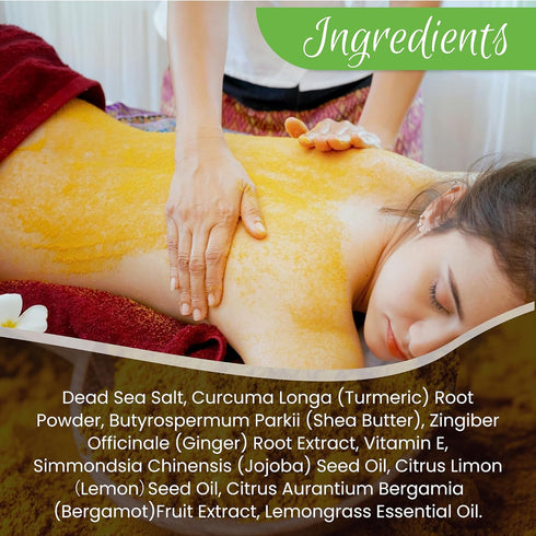 Turmeric Body Scrub - Handmade Natural Scrub for Body, Face, Hand, and Foot, Suitable for All Skin Types (7.8oz)