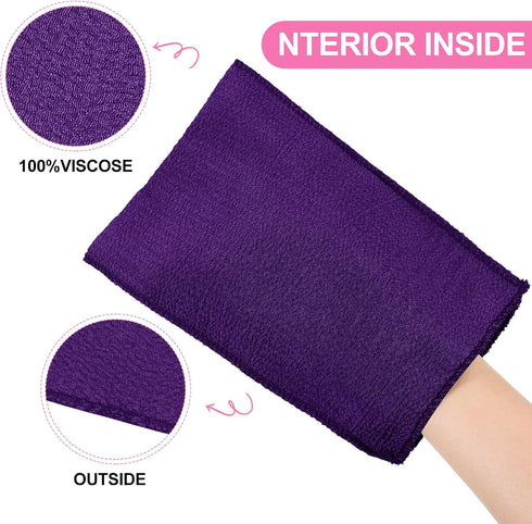 Tatuo 12 Pieces Korean Exfoliating Mitt Cloth Towel, Body Scrub, Bath Exfoliating Scrub Towel (Purple, Yellow, Pink,