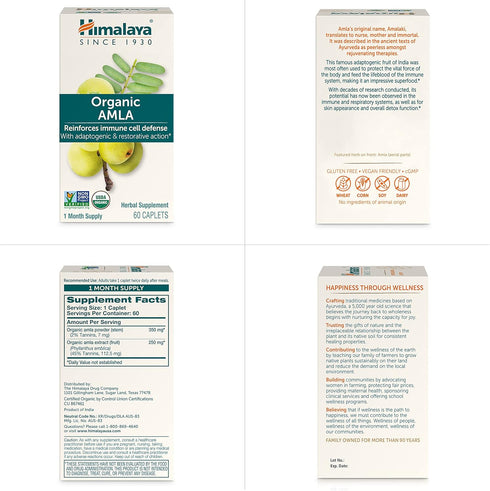 Himalaya Organic Amla Natural Antioxidant, 60 Caplets, 1 Month Supply for Immune Support