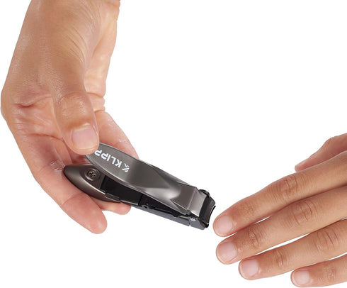 KLIPP Nail Clippers for Men with Catcher - Heavy Duty Self-Collecting Nail Cutters, Includes Ziplock Pouch