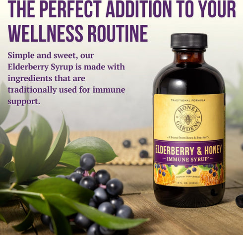Immune 8 Oz ZAND Elderberry & Honey Syrup - Black Elderberry Syrup for Adults & Kids, Natural Throat Defense Wellness
