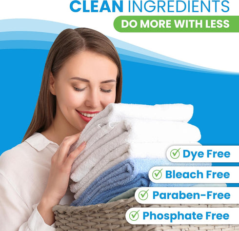 Laundry Detergent Sheets - 50 Sheets (100 Loads) | Fragrance Free, Eco Earth Friendly Clean Breeze, Non-Toxic