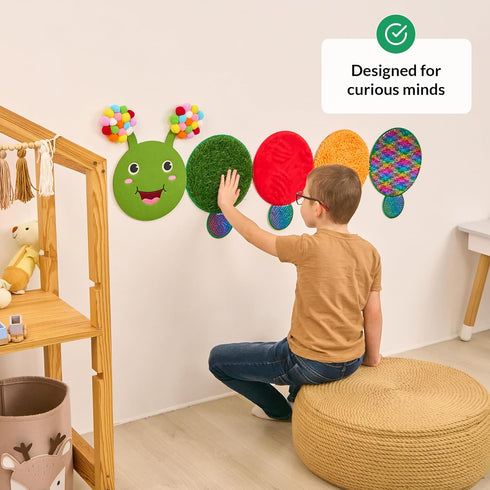 Sensory Wall Panel for Kids | Touch, Feel & Learn | Caterpillar Sensory Room Toys | Activity Play Panels | Wall Busy