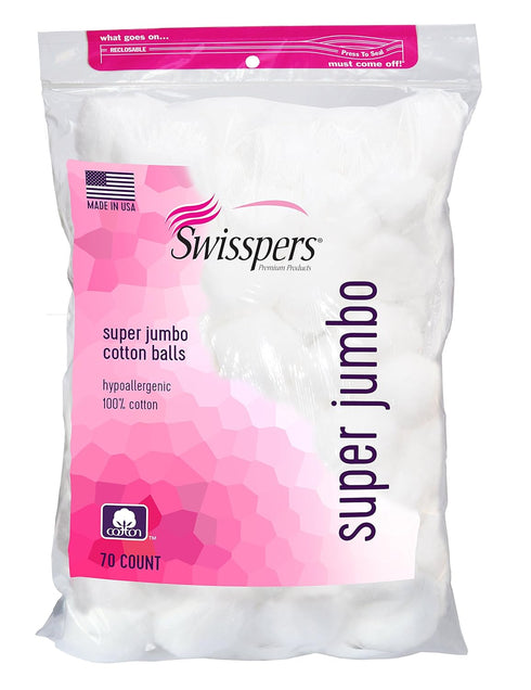 Swisspers Jumbo Plus Size Cotton Balls, 70 Count