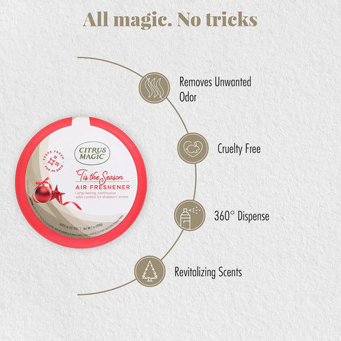 Citrus Magic Holiday Odor Absorbing Solid Air Freshener, Tis the Season, 7-Ounce, Pack of 3