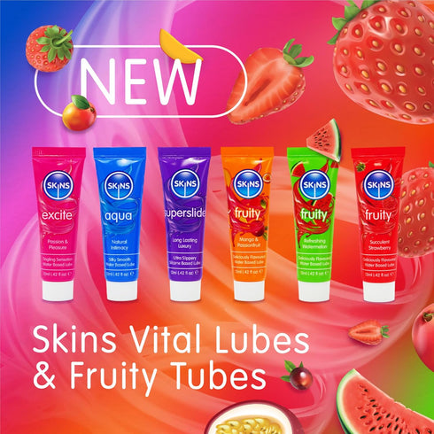 Set 3 Set SKINS Sex Lube - Water Based Lube, Tingle Lube and a Silicone Lubricant, with Flavored lubes for Couples