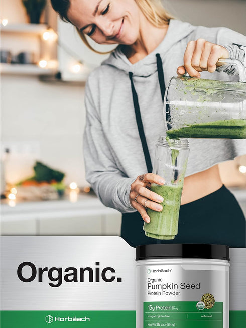 Horbaeach Pumpkin Seed Protein Powder - Organic 16 oz, Vegetarian, Gluten Free, Keto and Paleo Supplement