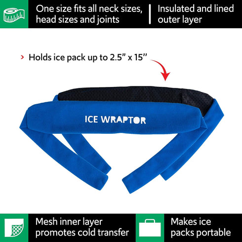 Ice Wraptor Bandana + 6 Inserts: Just Add Water & Freeze, Portable Ice Therapy for Pain Relief, Adjustable, Lightweight