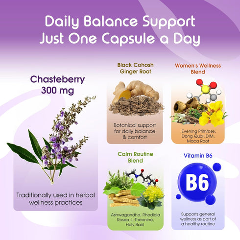 VITAL HERBAL 150 Liposomal Chasteberry with Ginger & Black Cohosh Supports Hormone Balance, Emotional Wellness