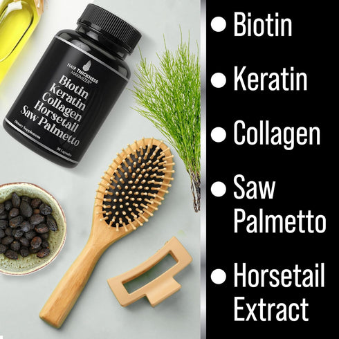 Advanced 5-in-1 Hair Growth Supplement for Women and Men - Biotin + Keratin + Collagen + Horsetail + Saw Palmetto
