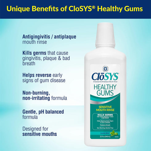 CloSYS Healthy Gums Oral Rinse Mouthwash, 32 Fl Oz