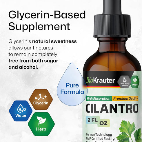 BIO KRAUTER Cilantro Supplement, Rich Source of Antioxidants, Natural Cleansing & Detox Tincture - 2 Fl. Oz.