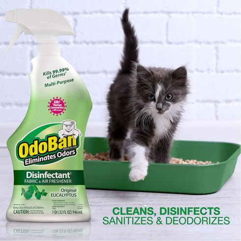 Set 3 32 OdoBan Ready-to-Use Disinfectant and Odor Eliminator, of Spray Bottles, Ounces Each, Original Eucalyptus Scent