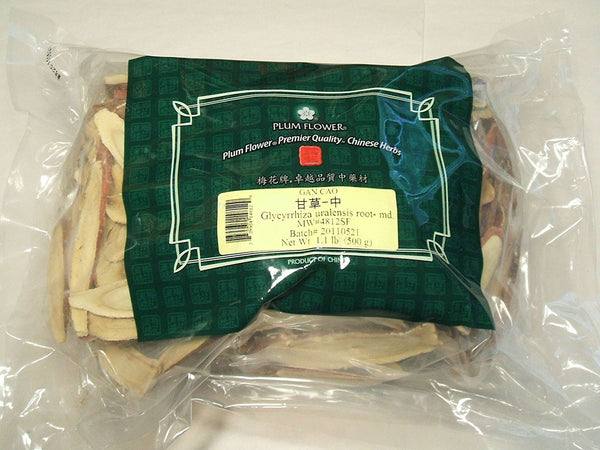 Plum Flower Licorice Root, medium slices / Gan Cao / Glycyrrhiza Uralensis - Bulk
