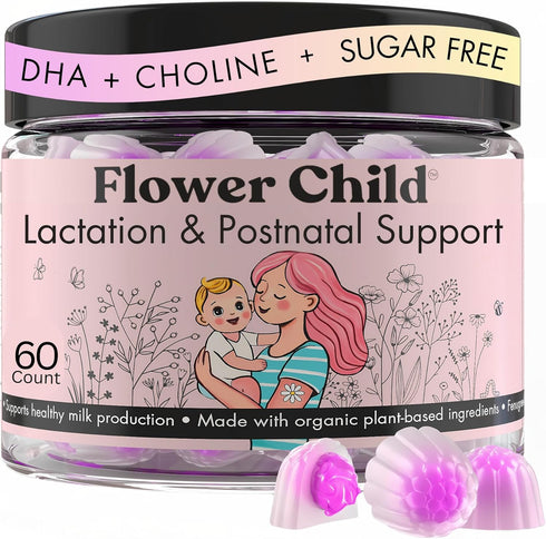 Flower Child Breastfeeding Gummies for Milk Production with Organic Moringa, Milk Thistle,