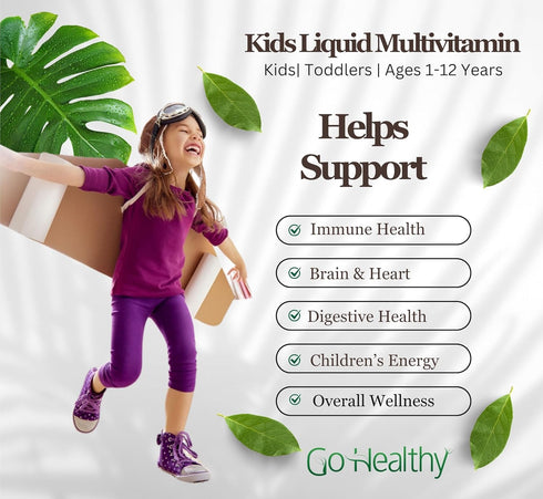 Go Healthy Multivitamin for Kids, Vegan Liquid Immune Support Supplement, 32 Servings