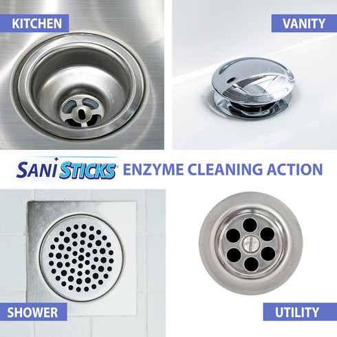 SANI 360° Sani Sticks Drain Cleaner and Deodorizer, 24 Count, Orange Scent, Safe for Sinks and Septic Tanks