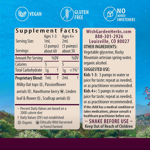 WishGarden Herbs Sleepy Nights for Kids - All-Natural Herbal Sleep Aid Tincture, Organic Supplement with Passionflower