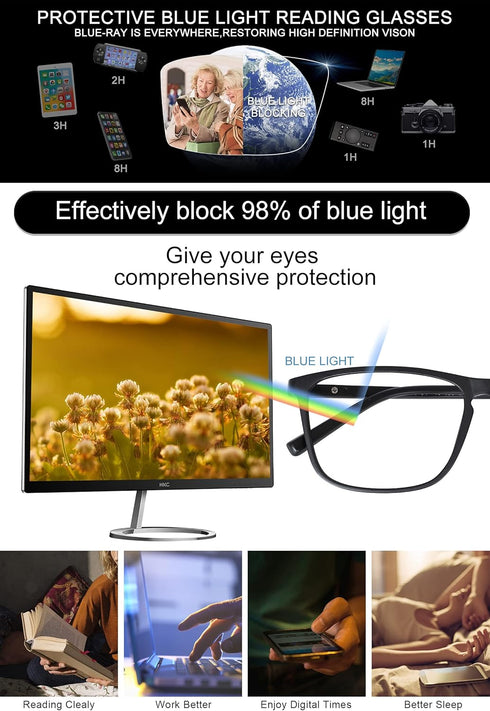 OCCI CHIARI Men’s Blue Light Blocking Reading Glasses, Computer Readers (1.0 1.5 2.0 2.5 3.0 3.5 4.0 5.0 6.0)