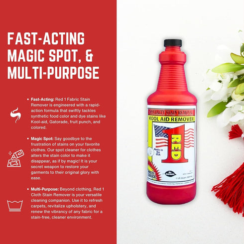 Pro's Choice Fabric Stain Remover Red 1 - Stain Removal Solution for Synthetic Food Colors, Carpet & Couch