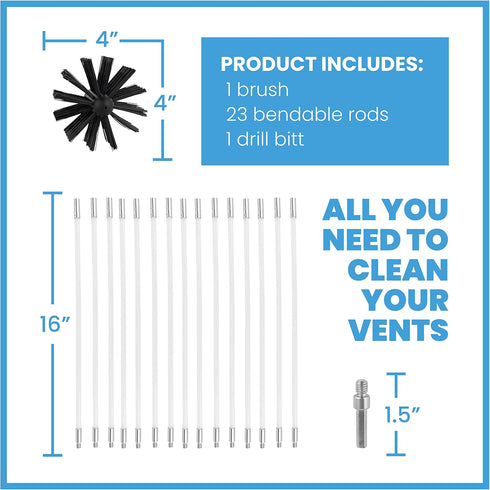 The Professional Dryer Vent Cleaner Kit - 30-Feet Lint Remover with Reusable Nylon Brush and Drill Attachment